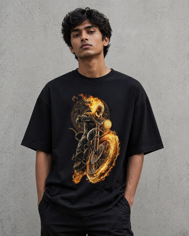 Black Drop Shoulder T-Shirt Ghost Rider Edition