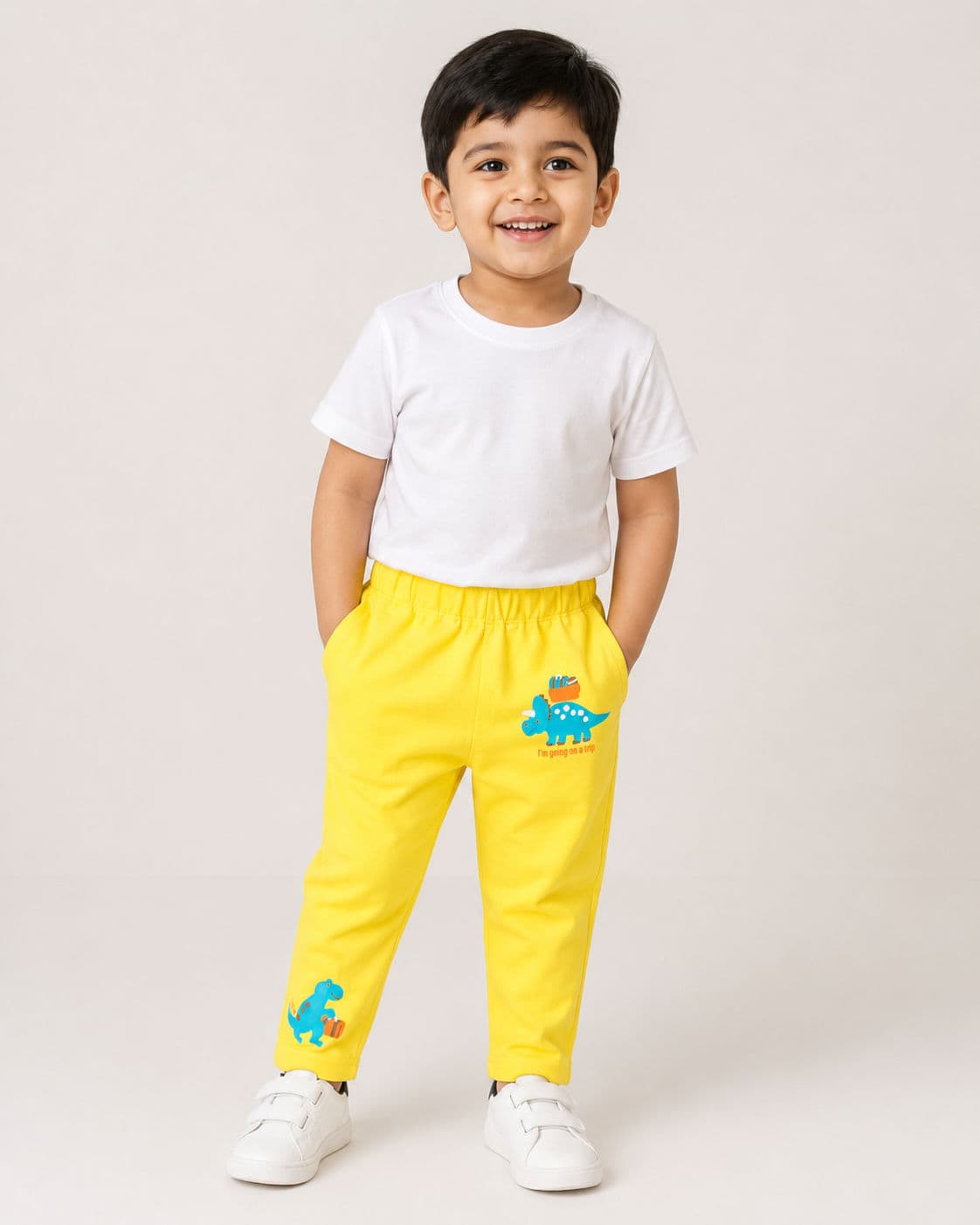 Kids Yellow Dino Print Pajama Pant