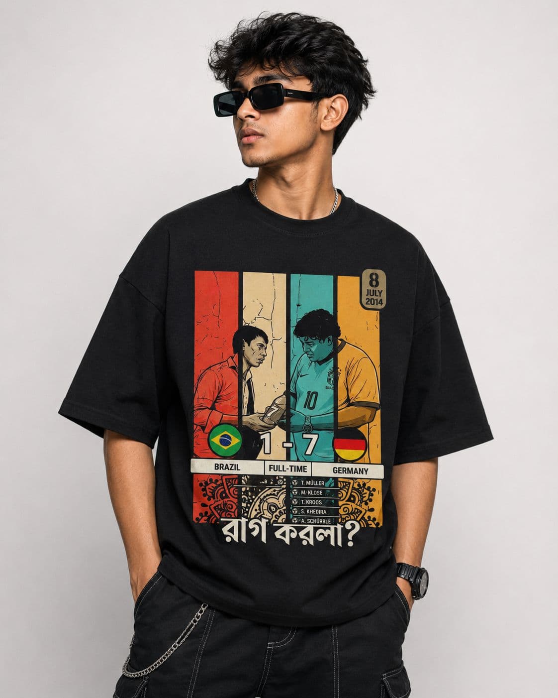 Black Drop Shoulder T-Shirt — Brazil 1-7 Germany Edition