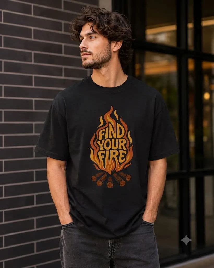 Find Your Fire  200 GSM Drop Shoulder T-Shirt