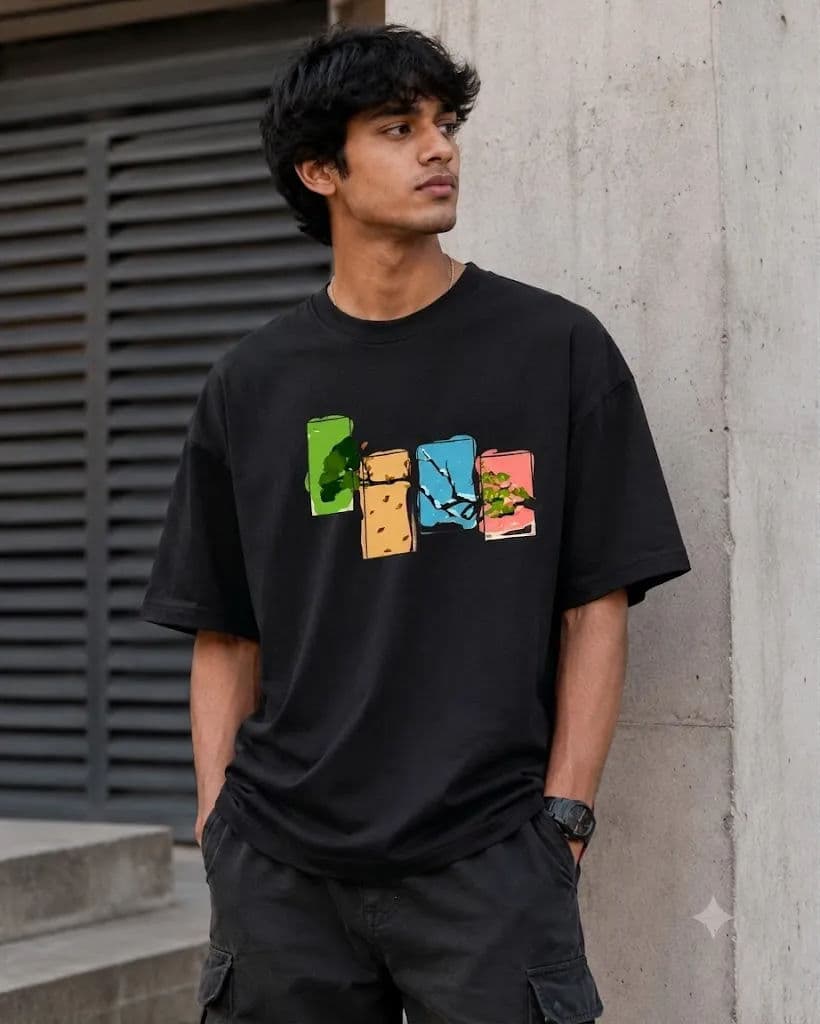 Nature Frame 200 GSM Drop Shoulder T-Shirt