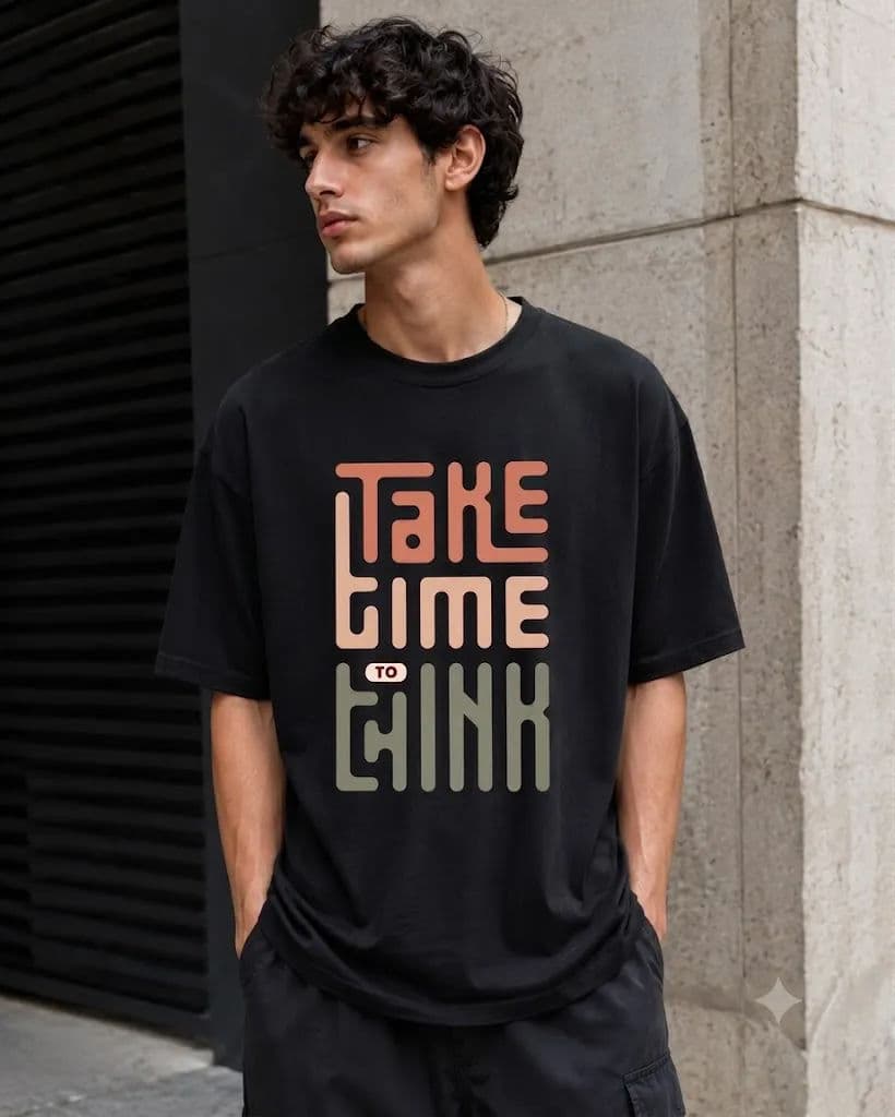 Take Time 200 GSM Drop Shoulder T-Shirt